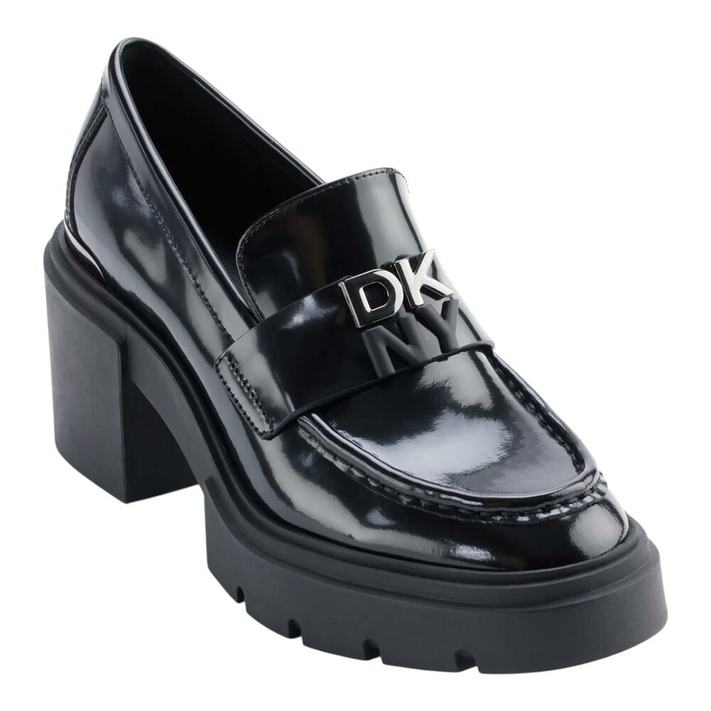 DKNY Women's Texas Heeled Platform Loafers Black Size 8 1/2 M